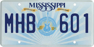 MS license plate MHB601