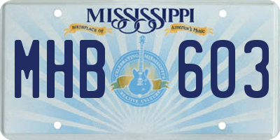 MS license plate MHB603