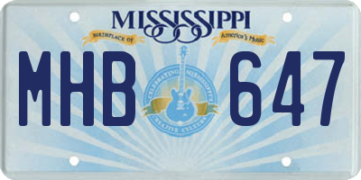 MS license plate MHB647