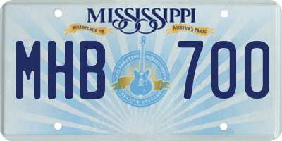 MS license plate MHB700