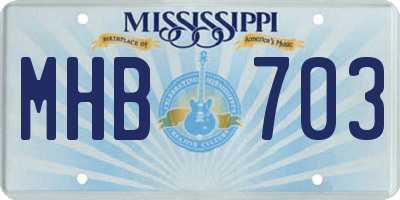 MS license plate MHB703