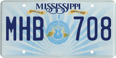 MS license plate MHB708