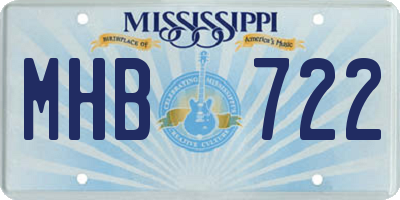 MS license plate MHB722