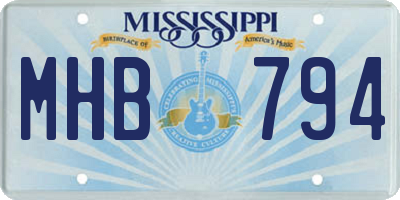MS license plate MHB794