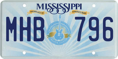 MS license plate MHB796