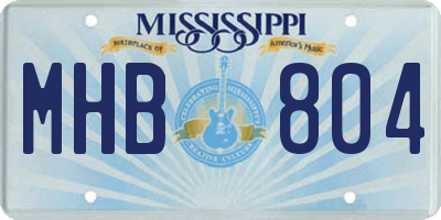 MS license plate MHB804