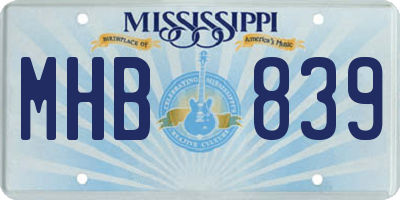 MS license plate MHB839