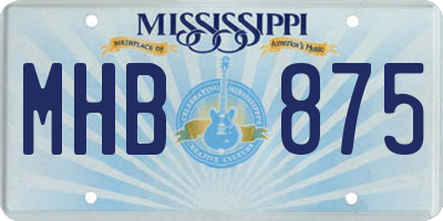 MS license plate MHB875