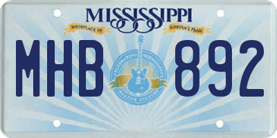 MS license plate MHB892
