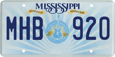 MS license plate MHB920