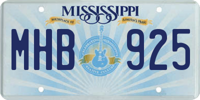MS license plate MHB925