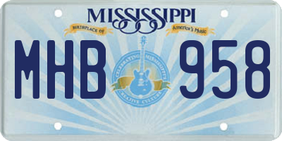 MS license plate MHB958