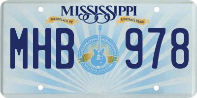 MS license plate MHB978