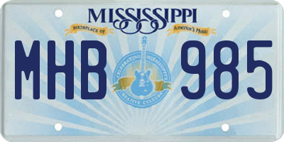MS license plate MHB985