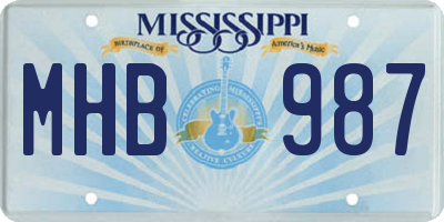 MS license plate MHB987