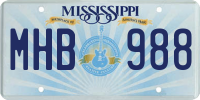MS license plate MHB988