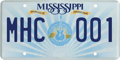 MS license plate MHC001