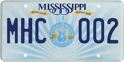 MS license plate MHC002