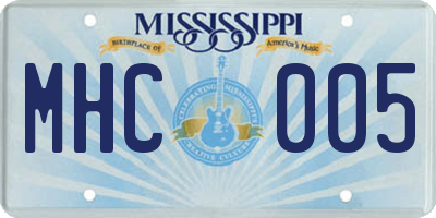MS license plate MHC005