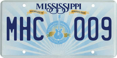 MS license plate MHC009