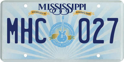 MS license plate MHC027