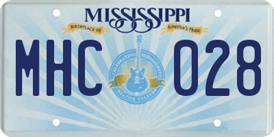 MS license plate MHC028