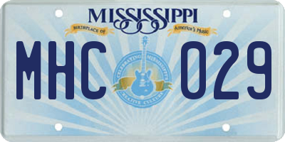MS license plate MHC029