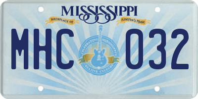 MS license plate MHC032