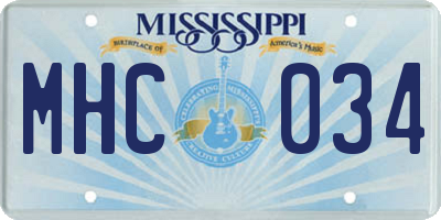 MS license plate MHC034