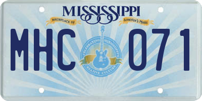MS license plate MHC071