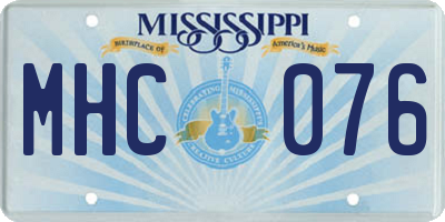 MS license plate MHC076