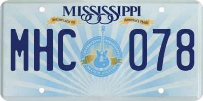 MS license plate MHC078
