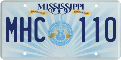 MS license plate MHC110