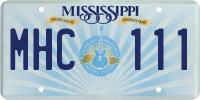 MS license plate MHC111
