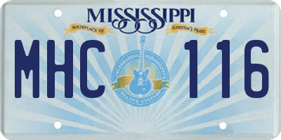 MS license plate MHC116