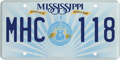 MS license plate MHC118