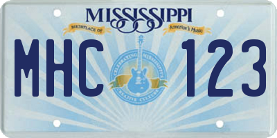 MS license plate MHC123
