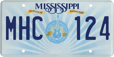 MS license plate MHC124