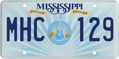 MS license plate MHC129