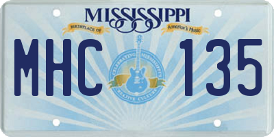 MS license plate MHC135