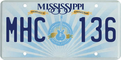 MS license plate MHC136