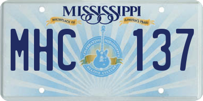 MS license plate MHC137