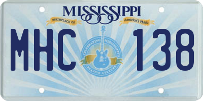 MS license plate MHC138