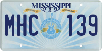 MS license plate MHC139