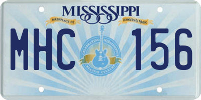 MS license plate MHC156