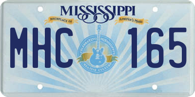 MS license plate MHC165