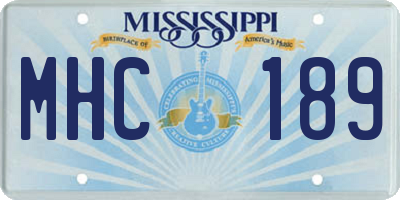 MS license plate MHC189
