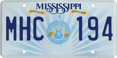 MS license plate MHC194