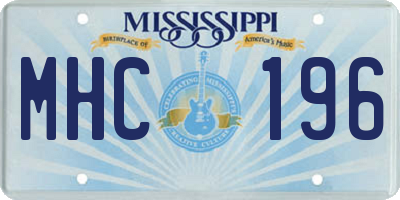 MS license plate MHC196