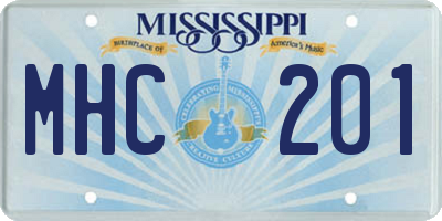 MS license plate MHC201